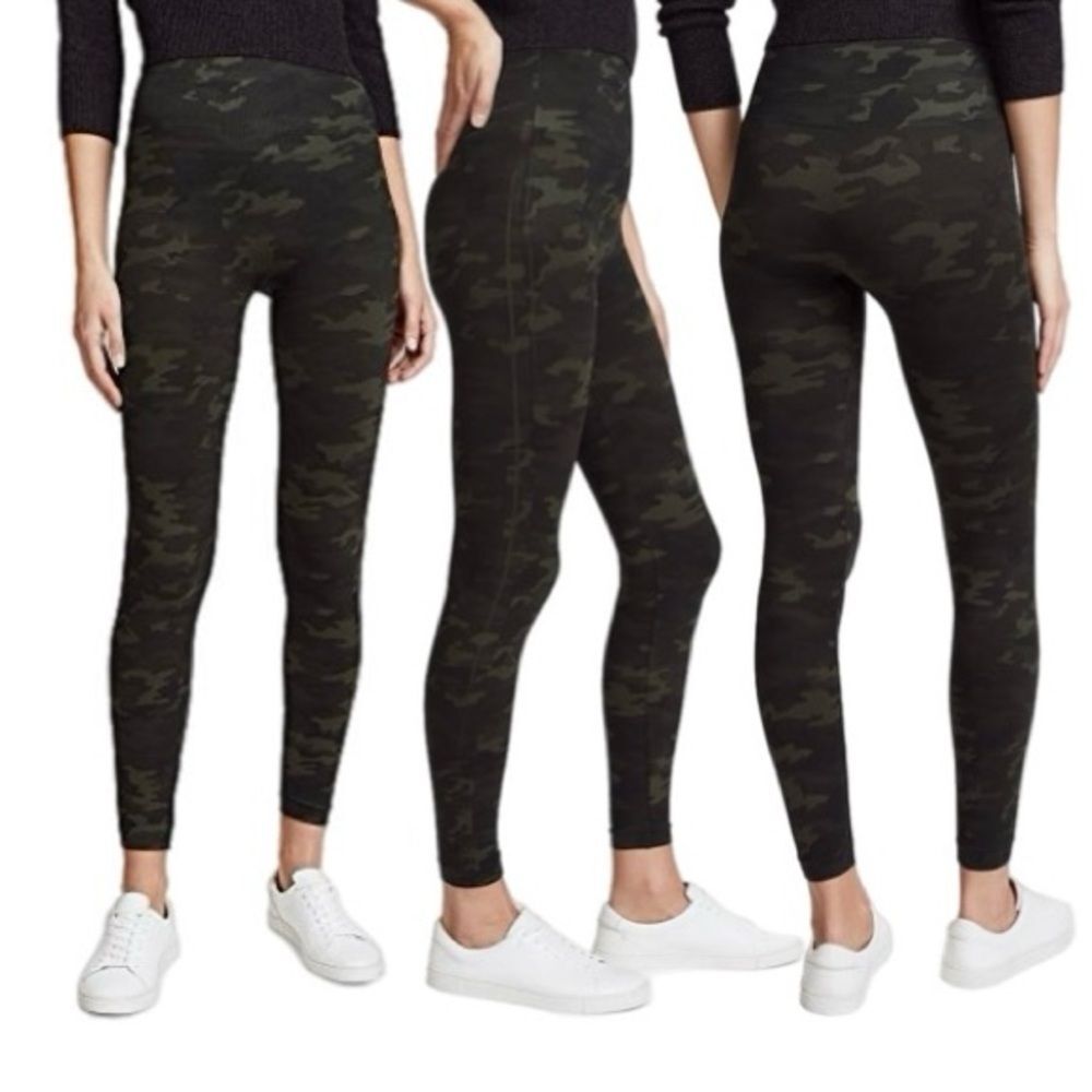 Spanx Green Camo Seamless Leggings Size S